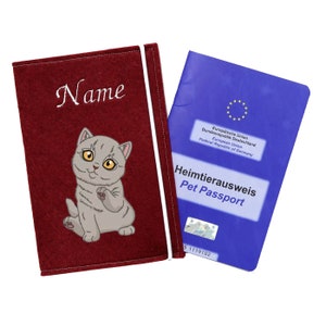 Vaccination Passport Cover Cat British Shorthair, Personalized Pet ID Cover for Cat, Cat Accessories, Pet Passport Cover Cat, Cat Gift