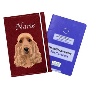 Funda cartilla vacunacion perro cocker spaniel ingles dorado, funda pasaporte animales con nombre, funda cartilla vacunacion perro personalizada, accesorios perros, regalo perro imagen 1