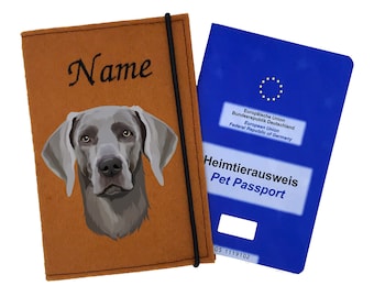 Funda para cartilla de vacunación perro Weimaraner, funda para pasaporte de animales con nombre, funda para cartilla de vacunación perro personalizada, funda para pasaporte de animales, accesorios para perros, regalo para perro