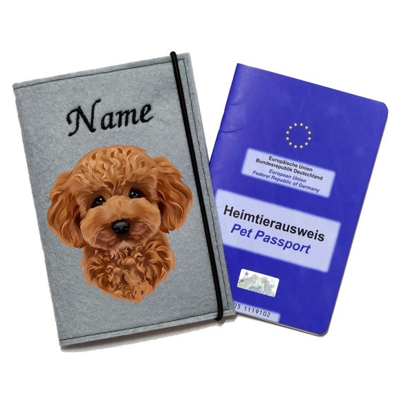 Impfpasshülle Hund Toypudel, Pudel, rotfalb, Tierpass Hülle mit Name, personalisiert Impfpass Hülle Hund, Hundezubehör, Geschenk Hund