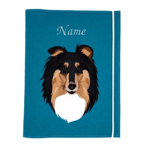 Document cover dog long-haired collie tricolor, personalized document folder for dog, dog accessories, gift dog, dog supplies, animal passport