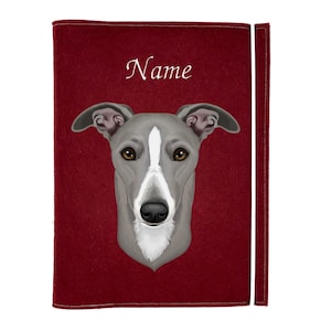 Document cover dog greyhound blue white, personalized document folder for dog, dog accessories, gift dog, dog supplies, animal passport cover