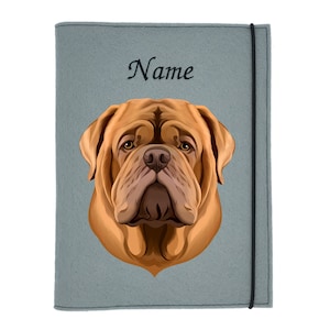 Document cover dog Dogue de Bordeaux, personalized document folder for dog, dog accessories, dog gift, dog supplies, animal passport cover