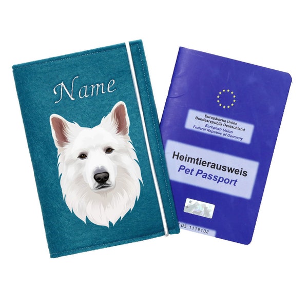 Impfpasshülle Hund Weißer Schäferhund, Berger Blanc Suisse, Tierpass Hülle, personalisiert Impfpass Hülle Hund, Hundezubehör, Geschenk Hund