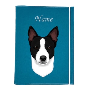 Document cover dog Basenji black and white, personalized document folder for dog, dog accessories, gift dog, dog supplies, animal passport cover