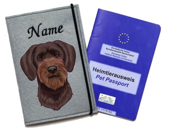 Impfpasshülle Hund Deutsch Drahthaar braun, Tierpass Hülle mit Name, personalisiert Impfpass Hülle Hund, Hundezubehör, Geschenk Hund