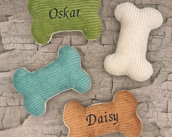 Juguete para perro personalizado, hueso de peluche con nombre, juguete para perro con nombre, regalo para perro, juguete para perro, accesorios para perros, suministros para perros