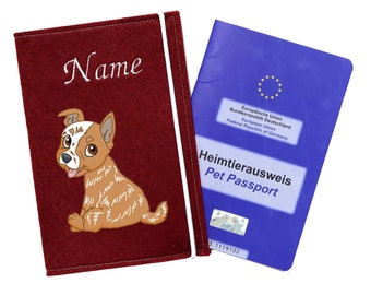 Impfpasshülle Hund Australian Cattle Dog, Red Heeler, personalisiert Impfpass Hülle Hund, Tierpasshülle aus Filz, Geschenk Hundebesitzer