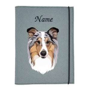 Document cover dog long-haired collie blue merle, personalized document folder for dog, dog accessories, gift dog, dog supplies, animal passport