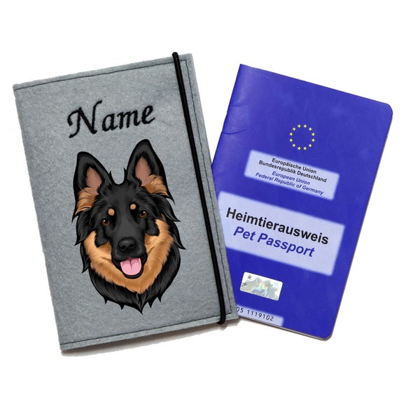 Impfpasshülle Hund Böhmischer Schäferhund, Chodský pes black tan, Tierpass Hülle mit Name, Tierpasshülle, Hundezubehör, Geschenk Hund