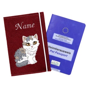 Vaccination passport cover cat LaPerm, personalized pet ID cover, vaccination passport cover felt, cat accessories, animal passport cover cat with name