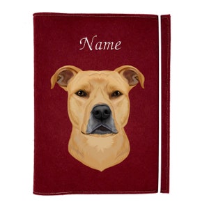 Document cover dog Staffordshire Terrier red, personalized document folder for dog, dog accessories, gift dog, dog supplies, animal passport