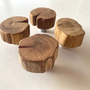 Oak Cabinet Knob, Natural Wood Drawer Knob, Rustic Wooden Furniture Handle, Handmade Oak Branch Knob