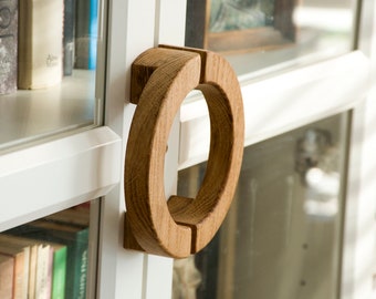 Solid Oak or Walnut Cabinet Handle: Half Moon Wood Pull, Round Pull