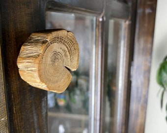 Bouton en chêne, poignée d'armoire, poignée de tiroir, bouton style forêt, meuble rustique