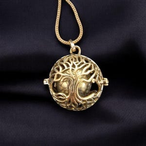 Golden Tree of Life Pregnancy Bola - Brass Bola Pendant - Pendant for Expectant Mothers
