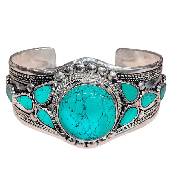 Bracelet  Manchette Tibétain Turquoise