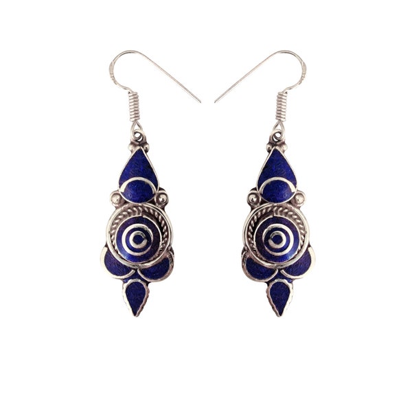 Boucles d'oreilles Tibétaines Lapis-lazuli - Népal