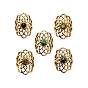 Ring Chakra Crown Brass - Ring with stones