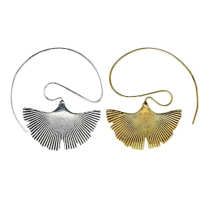 Gingko Earrings - Brass Earrings - Ethnic Earrings - Tribal Earrings - Boho Earrings