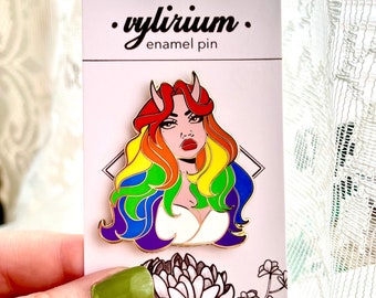 Pri(demon)th Enamel Pin - Pride Pin - Rainbow Girl - Pride Merch - Gay Pride Pin