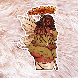 Swamp Fairy Sticker - Fat Art - Fat Positive Art - Plus Size Art - Fat Babe Sticker - Fairy Art