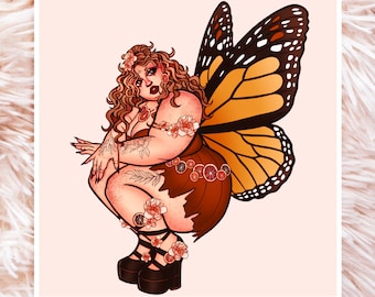 Autumn Fairy Print - Fat Art - Plus Size Art - Fat Positive Art - Fat Babe Art - Body Positive Art - Fairy Art