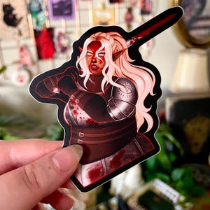 Defiant Vinyl Sticker - Fat Art - Fat Babe Sticker - Plus Size Sticker - Lady Knight Art
