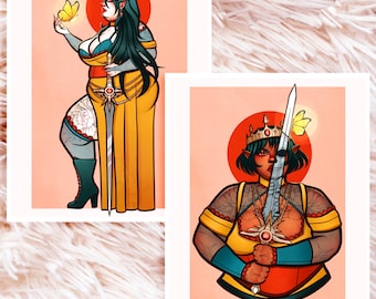 Sword Girlies Prints - Fat Positive Art Prints - Body Positive Art - Fantasy Art