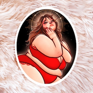 Göttliche Eitelkeit Aufkleber - Fat Positive Kunst - Body Positive Art - Fat Babe - Göttin Kunst