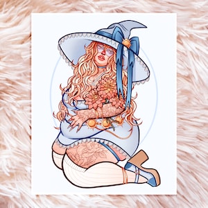 Summer Witch Print - Fat Positive Art - Body Positive Art - Plus Size Art - Witchy Art - Pastel Witch