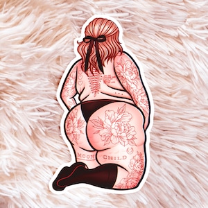 Red Tattoos III Sticker - Fat Art - Body Positive Art - Plus Size Art - Fat Babe Art
