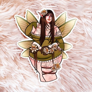 Swamp Fairy II Sticker - Fat Art - Fat Positive Art - Plus Size Art - Fat Babe Sticker - Fairy Art