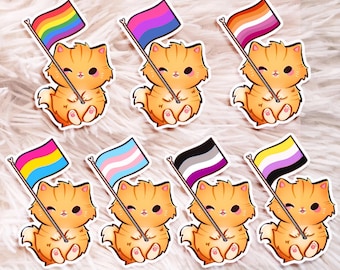Pride Cat Sticker - Gay Pride Sticker - Lesbian Pride - niet-binaire Pride - Bi Pride - Trans Pride - Pan Pride - Ace Pride - LGBTQA-sticker