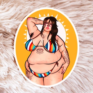 Bikini Body Sticker - Fat Art - Fat Babe - Plus Size Art - Body Positive Art