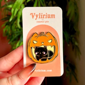 Pumpkin Cat Enamel Pin - Halloween Pin - Cute Pins - Cat Enamel Pin - Pumpkin Pin - Jack-o&#39;-lantern Pin