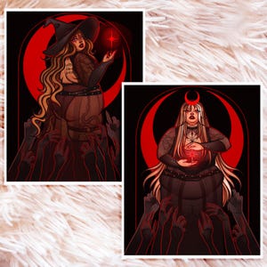 Láminas de luna carmesí - Arte de brujas - Arte gordo - Arte positivo para el cuerpo - Decoración de brujas