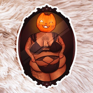 Pumpkin Queen Sticker - Fat Art - Plus Size Art - Body Positive Art - Halloween Art - Spooky Art