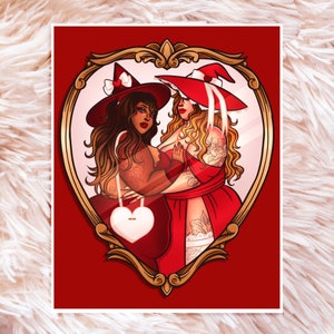 Witches in Love Print - Fat Positive Art - Body Positive Art - Plus Size Art - Fat Babe - WLW Art - Lesbian Art - Sapphic Art
