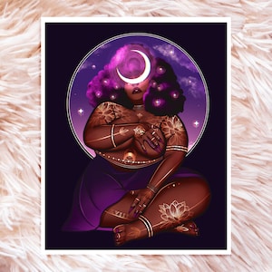 Moon Goddess III Print - Fat Positive Art - Body Positive Art - Goddess Art
