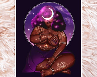 Moon Goddess III Print - Fat Positive Art - Body Positive Art - Goddess Art