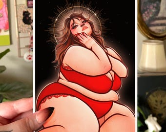 Divine Vanity Digital Print Download - Printable Fat Positive Art - Plus Size Art - Fat Art - Body Positive Art - Fat Liberation Art