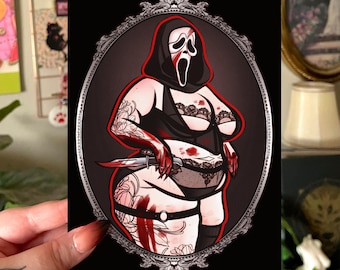Horror Movie Killer Digital Print Download - Printable Fat Positive Art - Plus Size Art - Fat Art - Body Positive Art - Fat Liberation Art