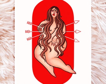 Impresión enamorada - Arte positivo gordo - Arte de nena gorda - Arte positivo corporal