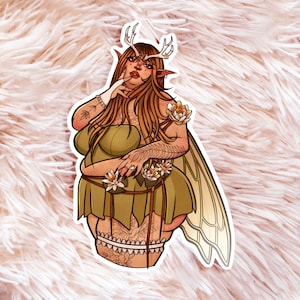 Swamp Fairy III Sticker - Fat Art - Fat Positive Art - Plus Size Art - Fat Babe Sticker - Fairy Art