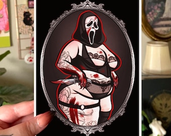 Horror Movie Killer Digital Print Download - Printable Fat Positive Art - Plus Size Art - Fat Art - Body Positive Art - Fat Liberation Art