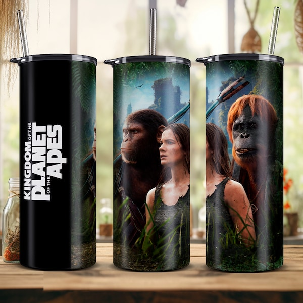 KINGDOM of the PLANET of the APES Movie 2024 *1 Tumblers Wrap*, 20oz Skinny, Freya Allan, Owen Teague, Kevin Durand, Sublimation Hd png File