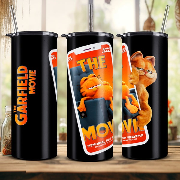 THE GARFIELD MOVIE 2024 * 1 Tumbler Wrap * 20oz Skinny, Garfield cartoon, Chris Pratt, Nicholas Hoult, Samuel Jackson, Sublimation png File