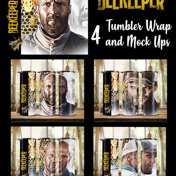 THE BEEKEPER The PROTECTIVE - Jason Statham Movie 2024 - 4 (Four) Tumbler Wrap Cartoon 20oz Skinny  Template Sublimation Hd 300DPI png Files