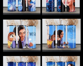 WISH MOVIE 2023* Princess ASHA - 8 Tumbler Wrap, Cartoon 20oz Skinny- Ariana DeBose . Jennifer Lee  Sublimation 2480x1122px 300DPI-png Files